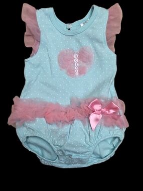 Little Beginnings Blue & Pink Tulle Butterfly One Piece 6-9 Months